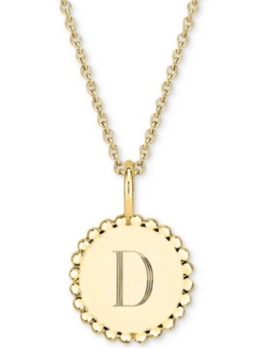 Initial Medallion Pendant Necklace in 14k Gold-Plated Sterling Silver, 18" - D